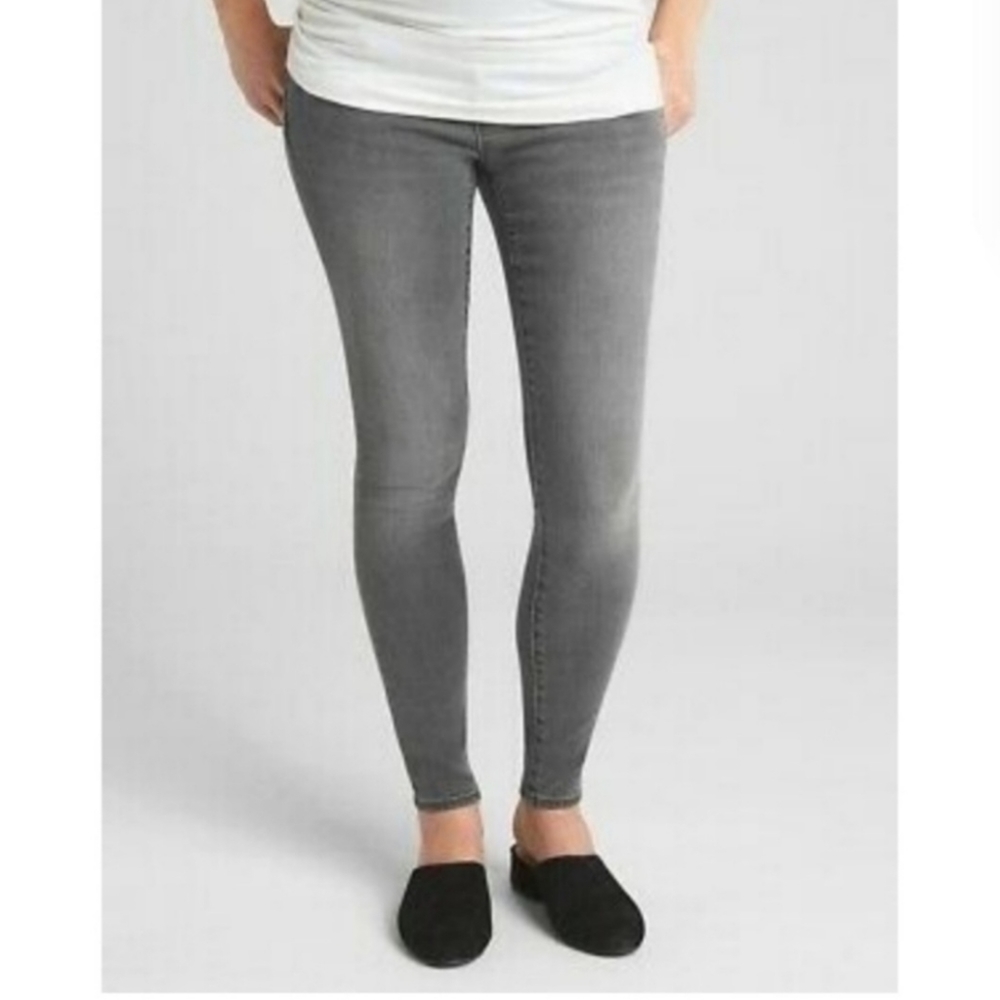 🆕️ Gap Maternity soft Demi Panel True Skinny Jeans SOFT BLACK with whiskering